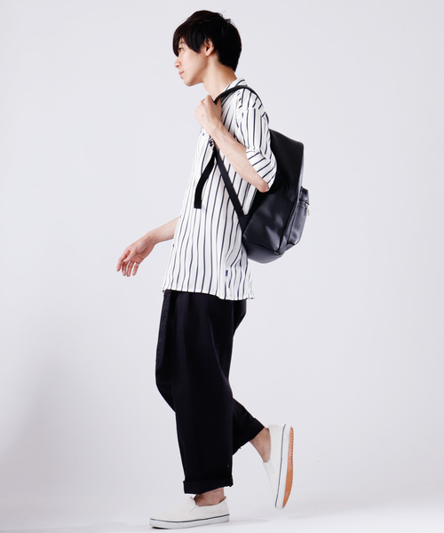 MONO-MART（モノマート）の「サテンストライプオープンカラーシャツ(1/2 sleeve)（シャツ/ブラウス・メンズ・ホワイト/ブラック/ネイビー・FREE）」の13枚目の写真