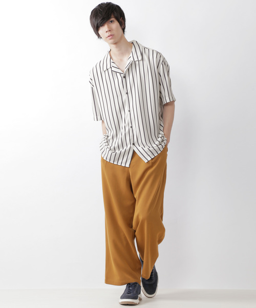 MONO-MART（モノマート）の「サテンストライプオープンカラーシャツ(1/2 sleeve)（シャツ/ブラウス・メンズ・ホワイト/ブラック/ネイビー・FREE）」の19枚目の写真