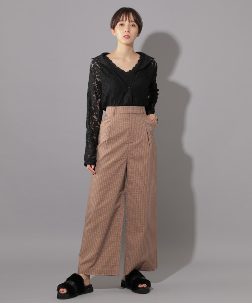 PAGEBOY(ページボーイ)の「サキゾメチェックワイドパンツ(その他パンツ・レディース・ブラウン/グレー・SMALL/MEDIUM)」の6枚目の写真