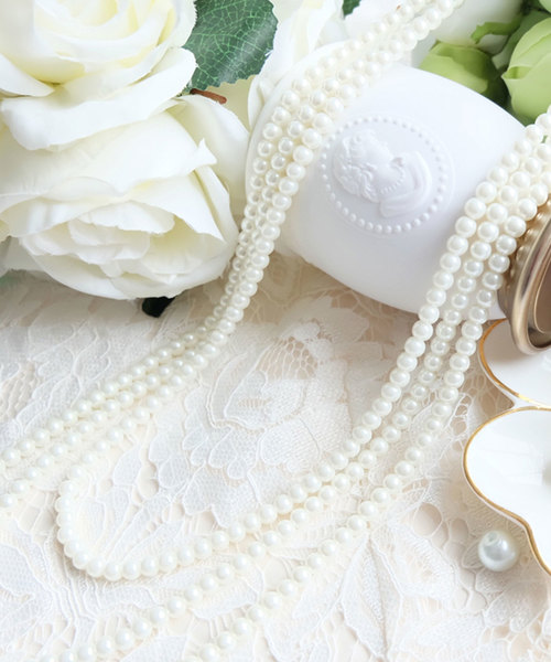 DRESS STAR（ドレス スター）の「フェイクパール3連ネックレス（ネックレス・レディース・ホワイト・フリー）」の2枚目の写真