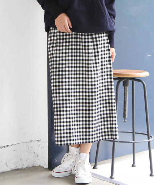 coen(コーエン)の「ギンガムチェックイージータイトロングスカート(スカート・レディース・ネイビー/ブラック・LARGE/MEDIUM)」の10枚目の写真