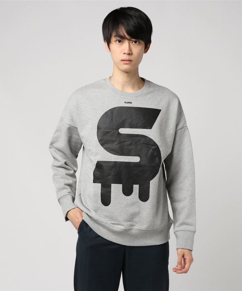 go slow caravan(ゴースローキャラバン)の「SLOPER/スローパー デカロゴBIGスウェット (M1)(スウェット・メンズ・ブラック/杢グレー・MEDIUM/LARGE)」の1枚目の写真