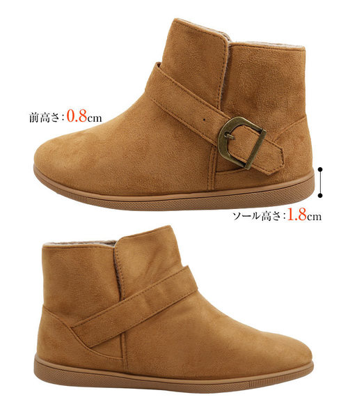 KOBE LETTUCE（コウベレタス）の「[M/L]ベルトデザインショートブーツ＊レディース/シューズ/靴/裏起毛/暖か[I1578]神戸レタス（ブーツ・レディース・ブラック/ベージュ/ボルドー/キャメル・M/L）」の7枚目の写真