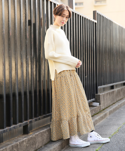 LOWRYS FARM（ローリーズファーム）の「シフォンハナティアードスカート　826452（スカート・レディース・オフホワイト/ブラック/ベージュ・FREE）」の7枚目の写真