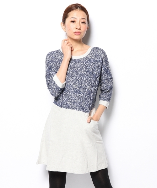 B:MING by BEAMS（ビーミングバイビームス）の「□ビーミング by ビームス / 裏毛レースプリントワンピース（ワンピース・レディース・オフホワイト/グレー・SMALL/MEDIUM）」の14枚目の写真