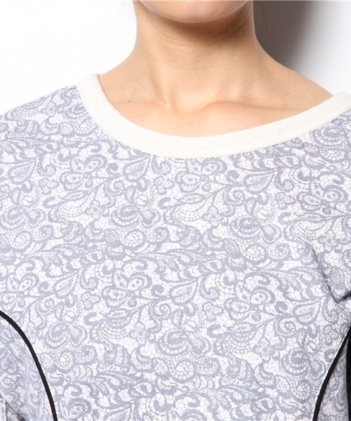 B:MING by BEAMS（ビーミングバイビームス）の「□ビーミング by ビームス / 裏毛レースプリントワンピース（ワンピース・レディース・オフホワイト/グレー・SMALL/MEDIUM）」の6枚目の写真