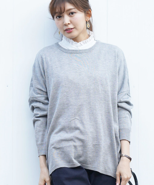 rps(アールピーエス)の「綿タッチドルマンニットチュニック(チュニック・レディース・オフホワイト/ブラック/ミント/ピンク/杢グレー・M)」の1枚目の写真