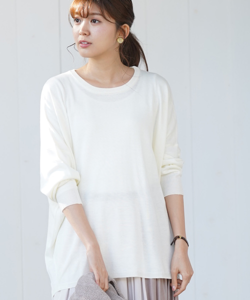 rps(アールピーエス)の「綿タッチドルマンニットチュニック(チュニック・レディース・オフホワイト/ブラック/ミント/ピンク/杢グレー・M)」の2枚目の写真