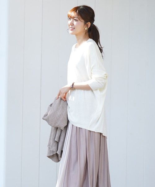 rps(アールピーエス)の「綿タッチドルマンニットチュニック(チュニック・レディース・オフホワイト/ブラック/ミント/ピンク/杢グレー・M)」の12枚目の写真