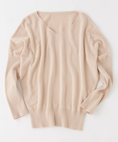 Chaco closet（チャコ クローゼット）の「Vネックドルマンスリーブ長袖リブコットンニット（ニット/セーター・レディース・ブラック/ライトグリーン/ピンク/ライトブルー/アイボリー/グレー/ライトパープル/ベージュ/カーキ/モカ/ダークベージュ/テラコッタ/チャコールグレー/グリーン系その他/ラベンダー/グリーン系その他2/ダークパープル/ライトピンク/ブルーグリーン・FREE）」の20枚目の写真