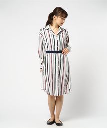 【CHICLINE 】 25SS エリーブ ベルト付きストライプワンピース SLY | LACE UP GATHER ショートワンピース (ワンピース(ミニ