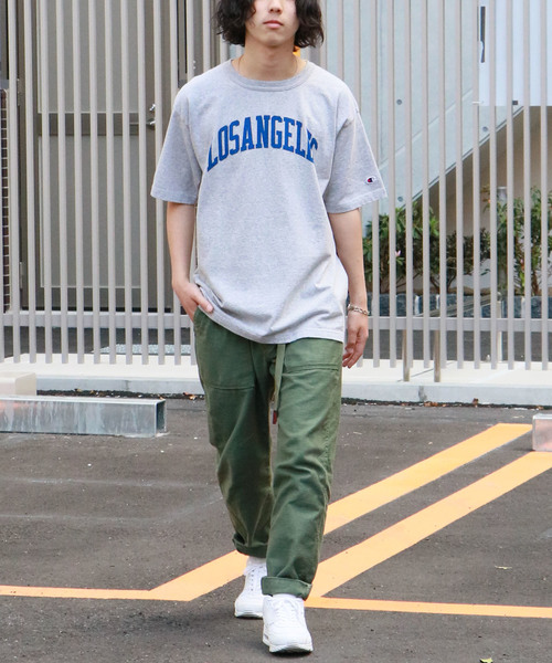 HER CLOSET（ハークローゼット）の「【Champion】MADE IN USA T1011 LogoT-SHIRTS（Tシャツ/カットソー・レディース・ホワイト/グレー/ブラック/バイオレット/ライトブルー/ネイビー/モスグリーン/ゴールド・S/M/L）」の3枚目の写真