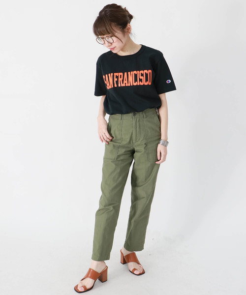 HER CLOSET（ハークローゼット）の「【Champion】MADE IN USA T1011 LogoT-SHIRTS（Tシャツ/カットソー・レディース・ホワイト/グレー/ブラック/バイオレット/ライトブルー/ネイビー/モスグリーン/ゴールド・S/M/L）」の11枚目の写真