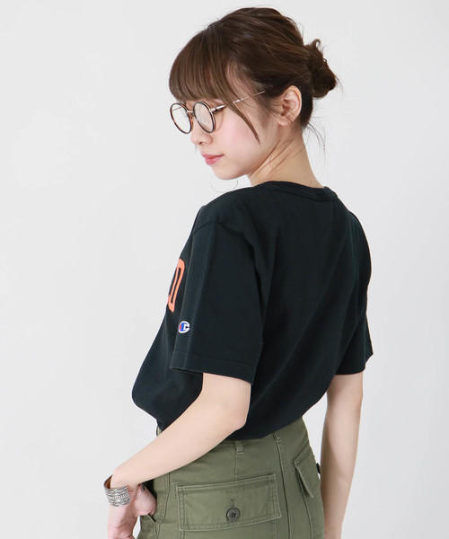 HER CLOSET（ハークローゼット）の「【Champion】MADE IN USA T1011 LogoT-SHIRTS（Tシャツ/カットソー・レディース・ホワイト/グレー/ブラック/バイオレット/ライトブルー/ネイビー/モスグリーン/ゴールド・S/M/L）」の12枚目の写真