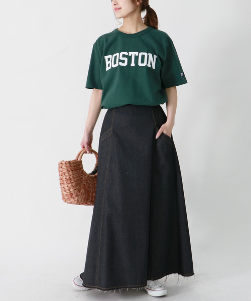 HER CLOSET（ハークローゼット）の「【Champion】MADE IN USA T1011 LogoT-SHIRTS（Tシャツ/カットソー・レディース・ホワイト/グレー/ブラック/バイオレット/ライトブルー/ネイビー/モスグリーン/ゴールド・S/M/L）」の15枚目の写真