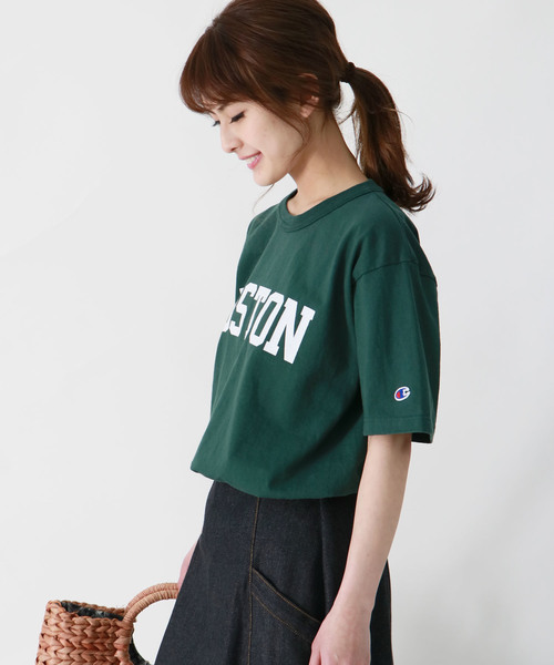 HER CLOSET（ハークローゼット）の「【Champion】MADE IN USA T1011 LogoT-SHIRTS（Tシャツ/カットソー・レディース・ホワイト/グレー/ブラック/バイオレット/ライトブルー/ネイビー/モスグリーン/ゴールド・S/M/L）」の16枚目の写真
