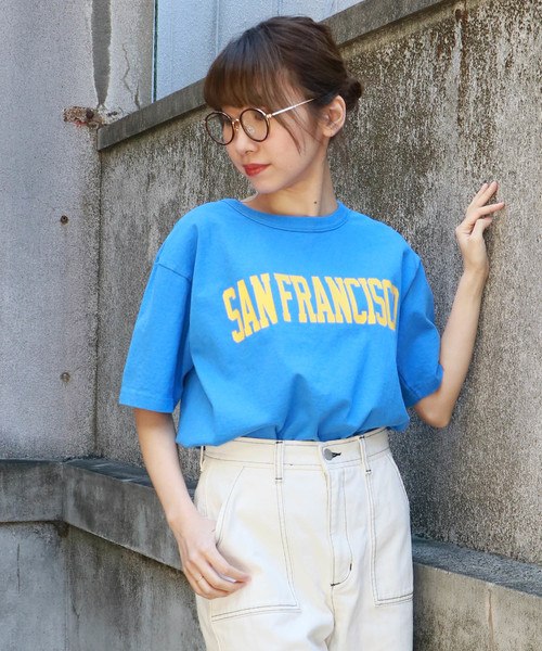 HER CLOSET（ハークローゼット）の「【Champion】MADE IN USA T1011 LogoT-SHIRTS（Tシャツ/カットソー・レディース・ホワイト/グレー/ブラック/バイオレット/ライトブルー/ネイビー/モスグリーン/ゴールド・S/M/L）」の17枚目の写真