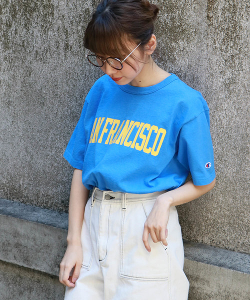 HER CLOSET（ハークローゼット）の「【Champion】MADE IN USA T1011 LogoT-SHIRTS（Tシャツ/カットソー・レディース・ホワイト/グレー/ブラック/バイオレット/ライトブルー/ネイビー/モスグリーン/ゴールド・S/M/L）」の18枚目の写真