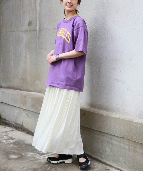 HER CLOSET（ハークローゼット）の「【Champion】MADE IN USA T1011 LogoT-SHIRTS（Tシャツ/カットソー・レディース・ホワイト/グレー/ブラック/バイオレット/ライトブルー/ネイビー/モスグリーン/ゴールド・S/M/L）」の22枚目の写真