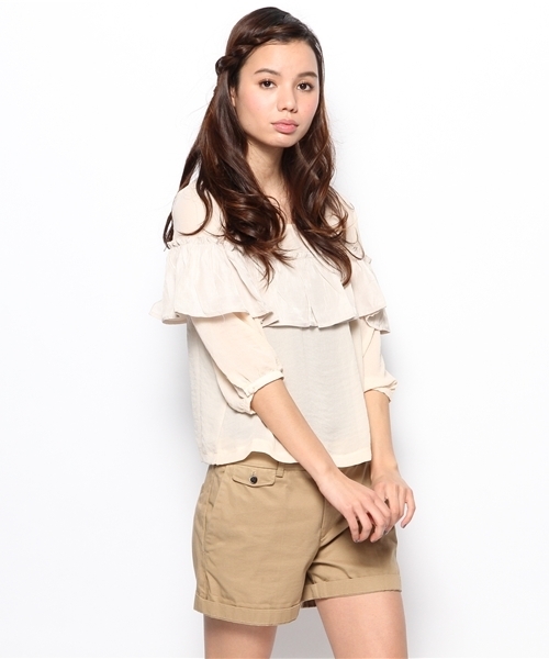 mystic(ミスティック)の「ギャザーフリルブラウス(シャツ/ブラウス・レディース・オフホワイト/ベージュ/ピンク/ミント/ネイビー・フリ-)」の11枚目の写真