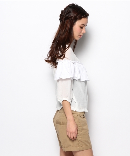 mystic(ミスティック)の「ギャザーフリルブラウス(シャツ/ブラウス・レディース・オフホワイト/ベージュ/ピンク/ミント/ネイビー・フリ-)」の17枚目の写真