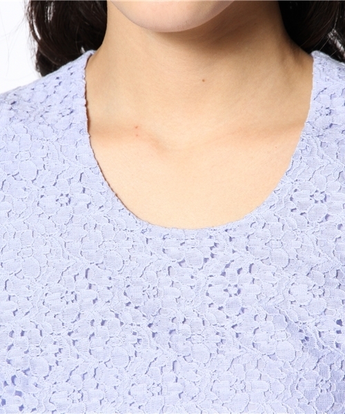 mystic（ミスティック）の「レースバルーン袖ショートプルオーバー（シャツ/ブラウス・レディース・ラベンダー/ベージュ/ブラック/オフホワイト/ネイビー/グリーン・ﾌﾘ-）」の21枚目の写真