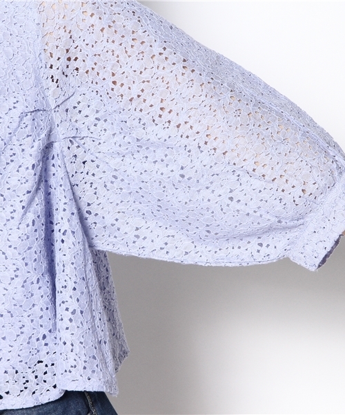 mystic（ミスティック）の「レースバルーン袖ショートプルオーバー（シャツ/ブラウス・レディース・ラベンダー/ベージュ/ブラック/オフホワイト/ネイビー/グリーン・ﾌﾘ-）」の16枚目の写真