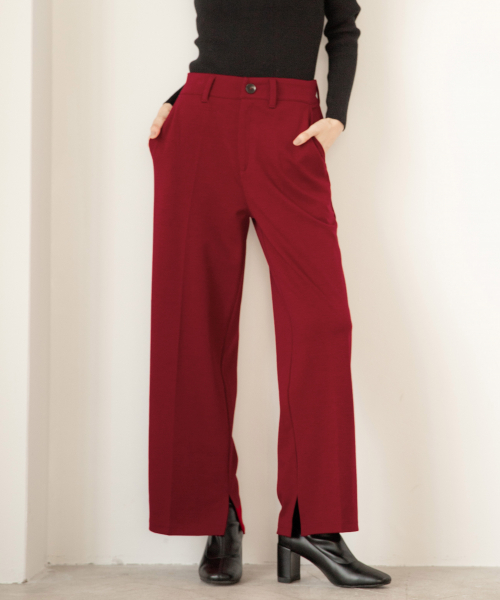 LOWRYS FARM（ローリーズファーム）の「ポンチセンタープレスパンツ　849441（その他パンツ・レディース・グレー/ブラウン/ダークブラウン/レッド・MEDIUM/LARGE）」の4枚目の写真