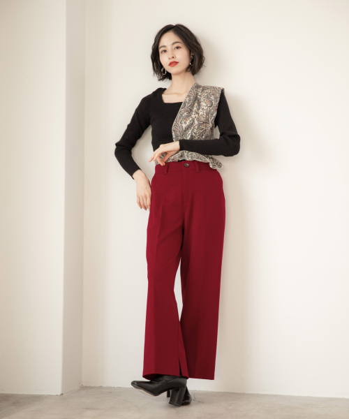 LOWRYS FARM（ローリーズファーム）の「ポンチセンタープレスパンツ　849441（その他パンツ・レディース・グレー/ブラウン/ダークブラウン/レッド・MEDIUM/LARGE）」の15枚目の写真