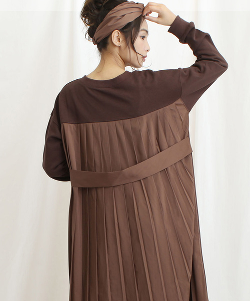 Abitokyo アビトーキョー の ヘアバンド付き スウェット バックプリーツワンピース ワンピース Wear Abitokyo アビトーキョー の ヘアバンド付き スウェット バックプリーツワンピース ワンピース Wear