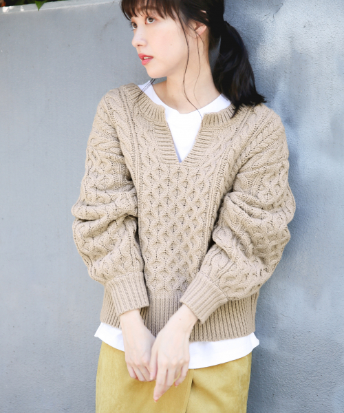 LOWRYS FARM（ローリーズファーム）の「ＵＳＡクルーＴシャツＬＳ　845536（Tシャツ/カットソー・レディース・ブラック/ベージュ/ブラウン/オフホワイト・FREE）」の17枚目の写真