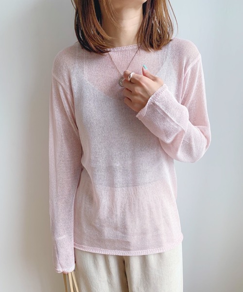 CLEA（クレア）の「シアー ニット ロンTEE（ニット/セーター・レディース・ブラック/ベージュ/アイボリー/ライトピンク/ホワイト・FREE）」の5枚目の写真