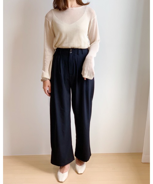 CLEA（クレア）の「シアー ニット ロンTEE（ニット/セーター・レディース・ブラック/ベージュ/アイボリー/ライトピンク/ホワイト・FREE）」の9枚目の写真