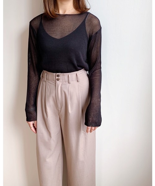 CLEA（クレア）の「シアー ニット ロンTEE（ニット/セーター・レディース・ブラック/ベージュ/アイボリー/ライトピンク/ホワイト・FREE）」の12枚目の写真