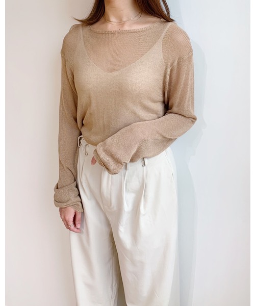 CLEA（クレア）の「シアー ニット ロンTEE（ニット/セーター・レディース・ブラック/ベージュ/アイボリー/ライトピンク/ホワイト・FREE）」の15枚目の写真