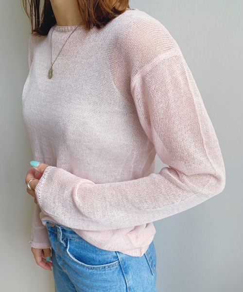 CLEA（クレア）の「シアー ニット ロンTEE（ニット/セーター・レディース・ブラック/ベージュ/アイボリー/ライトピンク/ホワイト・FREE）」の20枚目の写真