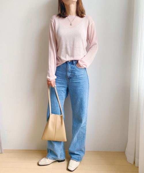 CLEA（クレア）の「シアー ニット ロンTEE（ニット/セーター・レディース・ブラック/ベージュ/アイボリー/ライトピンク/ホワイト・FREE）」の21枚目の写真