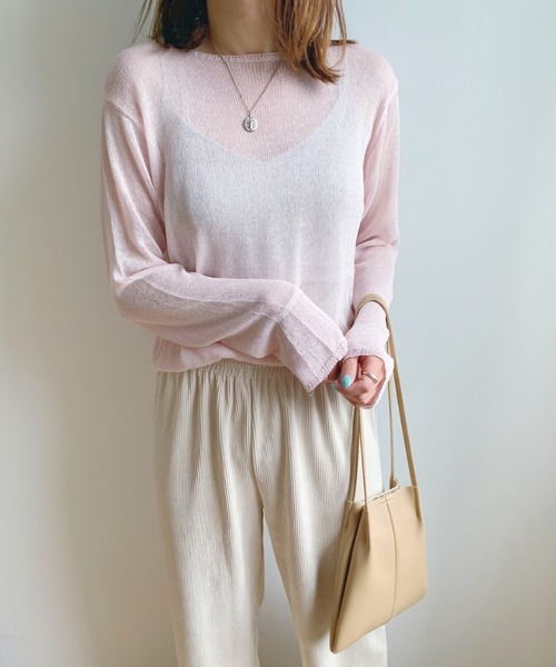 CLEA（クレア）の「シアー ニット ロンTEE（ニット/セーター・レディース・ブラック/ベージュ/アイボリー/ライトピンク/ホワイト・FREE）」の22枚目の写真