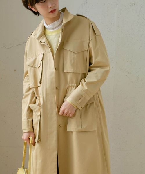 KBF（ケイビーエフ）の「ドロストミリタリーコート（ミリタリージャケット・レディース・ベージュ/カーキ/オレンジ・ONE）」の10枚目の写真
