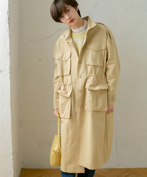 KBF（ケイビーエフ）の「ドロストミリタリーコート（ミリタリージャケット・レディース・ベージュ/カーキ/オレンジ・ONE）」の11枚目の写真