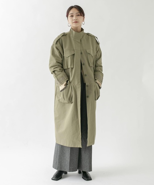KBF（ケイビーエフ）の「ドロストミリタリーコート（ミリタリージャケット・レディース・ベージュ/カーキ/オレンジ・ONE）」の16枚目の写真