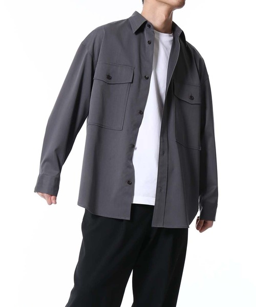 ADAM ET ROPE'（アダムエロペ）の「BANSWARA CPOシャツ（シャツ/ブラウス・メンズ・チャコールグレー/ネイビー・M/L）」の2枚目の写真