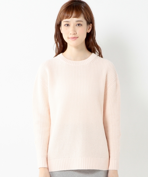 Jewel Changes(ジュエルチェンジズ)の「★JC C/AC アゼ ドロップショルダー プルオーバー ◆(ニット/セーター・レディース・オフホワイト/ライトピンク/ライム・フリー)」の4枚目の写真