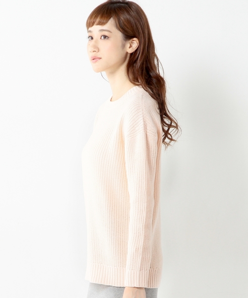 Jewel Changes(ジュエルチェンジズ)の「★JC C/AC アゼ ドロップショルダー プルオーバー ◆(ニット/セーター・レディース・オフホワイト/ライトピンク/ライム・フリー)」の5枚目の写真