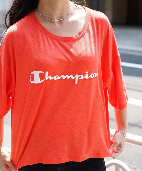 Champion(チャンピオン)の「【CHAMPION/チャンピオン】ロゴプリントTシャツ CW-RS304 ストレッチ素材 ブランドロゴ(Tシャツ/カットソー・レディース・グレー/オレンジ系その他/ブルー/ネイビー/ホワイト・MEDIUM/LARGE)」の5枚目の写真