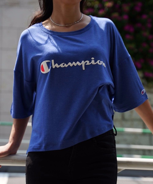 Champion(チャンピオン)の「【CHAMPION/チャンピオン】ロゴプリントTシャツ CW-RS304 ストレッチ素材 ブランドロゴ(Tシャツ/カットソー・レディース・グレー/オレンジ系その他/ブルー/ネイビー/ホワイト・MEDIUM/LARGE)」の4枚目の写真