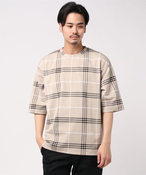 WEGO（ウィゴー）の「WEGO/チェック5分袖プルオーバー（Tシャツ/カットソー・メンズ・グレー系その他2/ブラウン系その他2/ベージュ系その他2・MEDIUM/LARGE）」の8枚目の写真