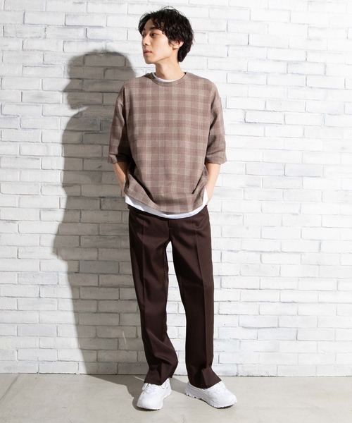 WEGO（ウィゴー）の「WEGO/チェック5分袖プルオーバー（Tシャツ/カットソー・メンズ・グレー系その他2/ブラウン系その他2/ベージュ系その他2・MEDIUM/LARGE）」の18枚目の写真