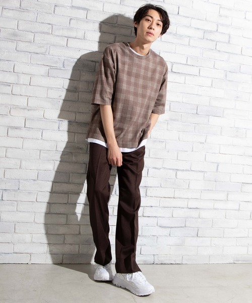 WEGO（ウィゴー）の「WEGO/チェック5分袖プルオーバー（Tシャツ/カットソー・メンズ・グレー系その他2/ブラウン系その他2/ベージュ系その他2・MEDIUM/LARGE）」の19枚目の写真