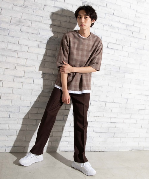 WEGO（ウィゴー）の「WEGO/チェック5分袖プルオーバー（Tシャツ/カットソー・メンズ・グレー系その他2/ブラウン系その他2/ベージュ系その他2・MEDIUM/LARGE）」の20枚目の写真